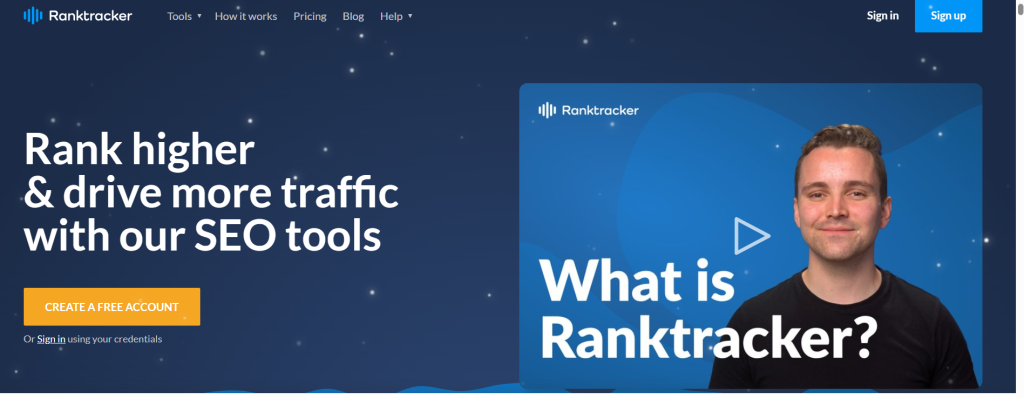 the website overview of ranktracker