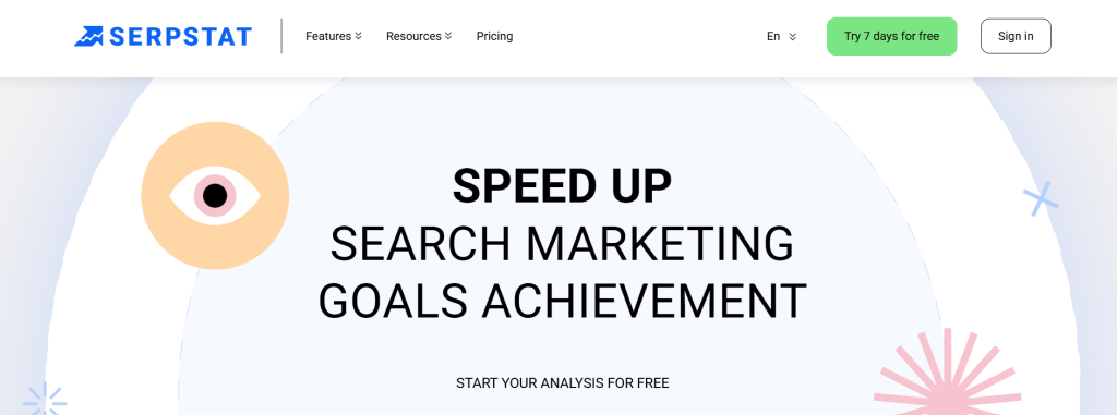 the website overview of SERPSTAT
