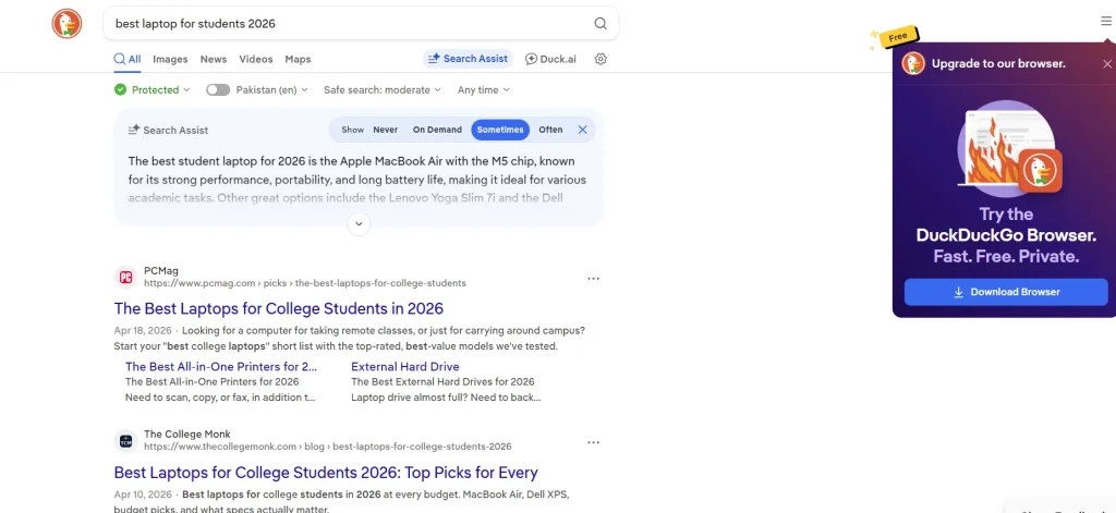 Search engine of duckduckgo