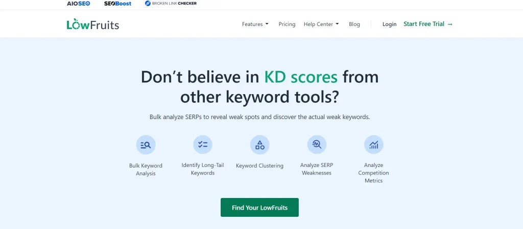 the website overview of lowfruit 