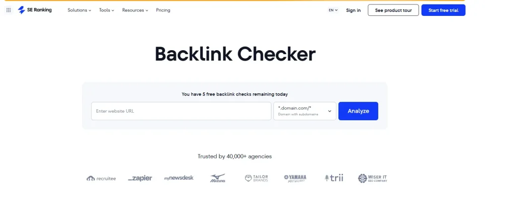 Se ranking backlinking checker tool