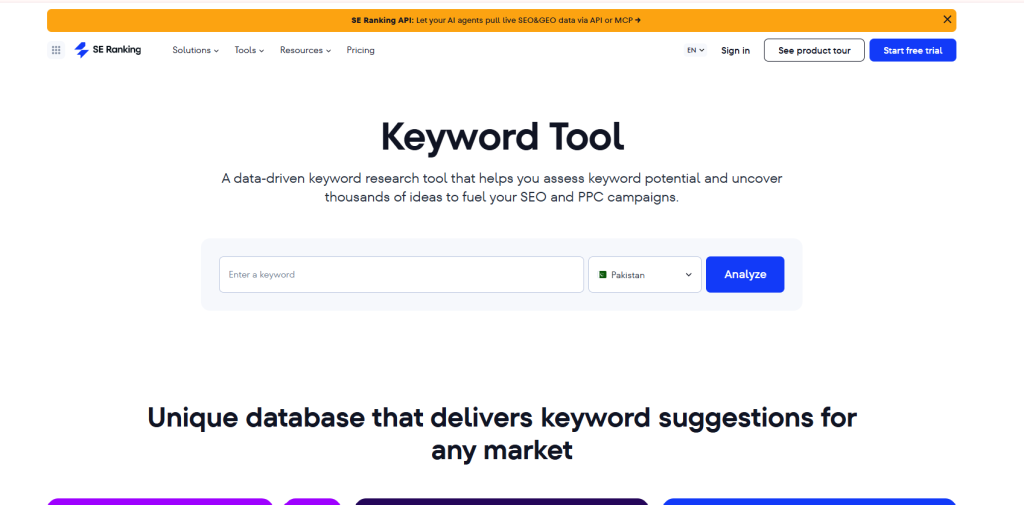 keyword research tool of se ranking